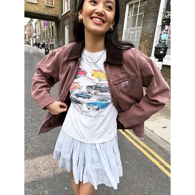 UO Vintage Car Chart Relaxed T-Shirt - White M/L at Urban Outfitters