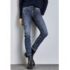 Slim-fit-Jeans STREET ONE "Style YORK", Damen, Gr. 32, Länge 30, blau (mid blau wash), Denim/Jeans, Obermaterial: 78% Baumwolle, 21% Polyester, 1% Elasthan, unifarben, casual, slim fit knöchelfrei, Jeans, im Five-Pocket Style