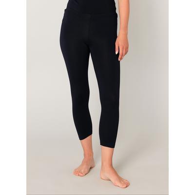 Caprileggings BASE LEVEL "Ycarus", Damen, Gr. 36, N-Gr, blau (navy dunkelblau), Jersey, Obermaterial: 94% Viskose, 6% Elasthan, unifarben, Basic, figurbetont ca. Mitte Wade, Hosen, In weicher Viskose-Mischqualität Image