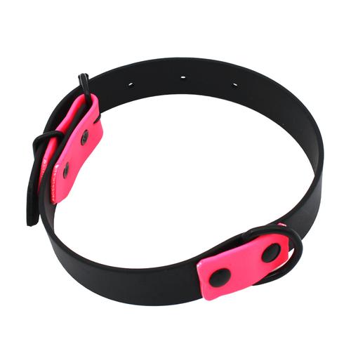 Heim Halsband zweifarbig genietet schwarz/pink 25mm breit, 60cm lang Hund