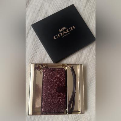 Coach Accessories | Coach | Purple Glittery Heart Phone Case & Card Holder | Color: Purple | Size: Os