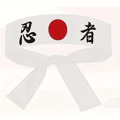 TEMU 1pc, Bushido Hachimaki Headband, Japanese Headband, Sushi Chef Bandana, Tie-on Costume Headwear For Karate Sports, Kitchen Supply, Breathable, Hand Wash Only, Knit Fabric With Drawstring Closure Image