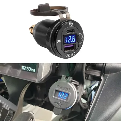 Dual USB Ladegerät Adapter 12 V QC3.0 Typ-C PD DIN Hella LED Display Für BMW F800GS R1300GS R1200GS Image