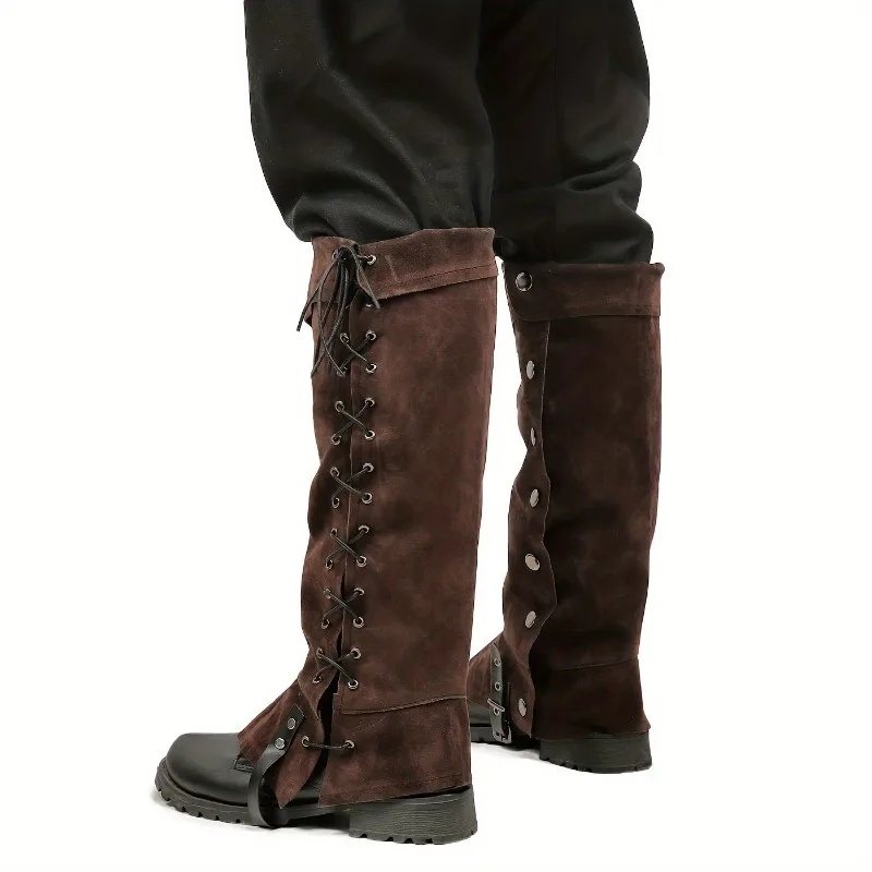 Keaplayee Piratenstiefel für Wikinger, mittelalterliche Steampunk-Kostüme, maschinenwaschbares Polyester, leicht, blasenfrei Image