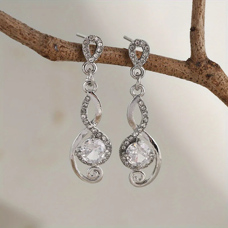 Exquisite und elegante funkelnde Zirkon Anhänger Ohrringe für Frauen Hochzeit Bankett Schmuck perfekte Weihnachts geschenk Image