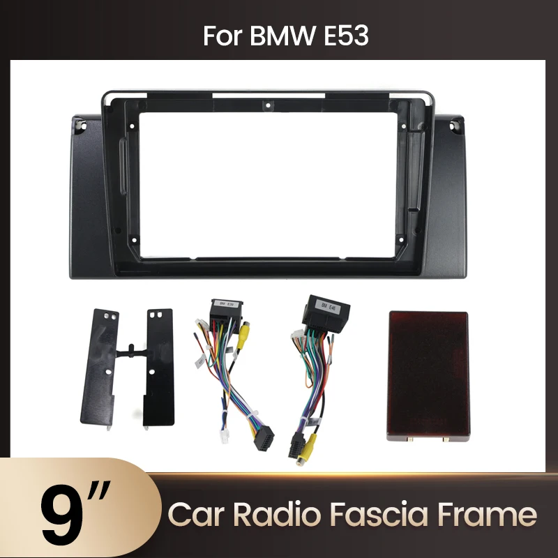 Mekede Autoradio Kabel Canbus Blende installieren für BMW E53 9 Zoll 2din Frame Panel Trim Kit Stereo Autoradio Stereo DVD-Player GPS