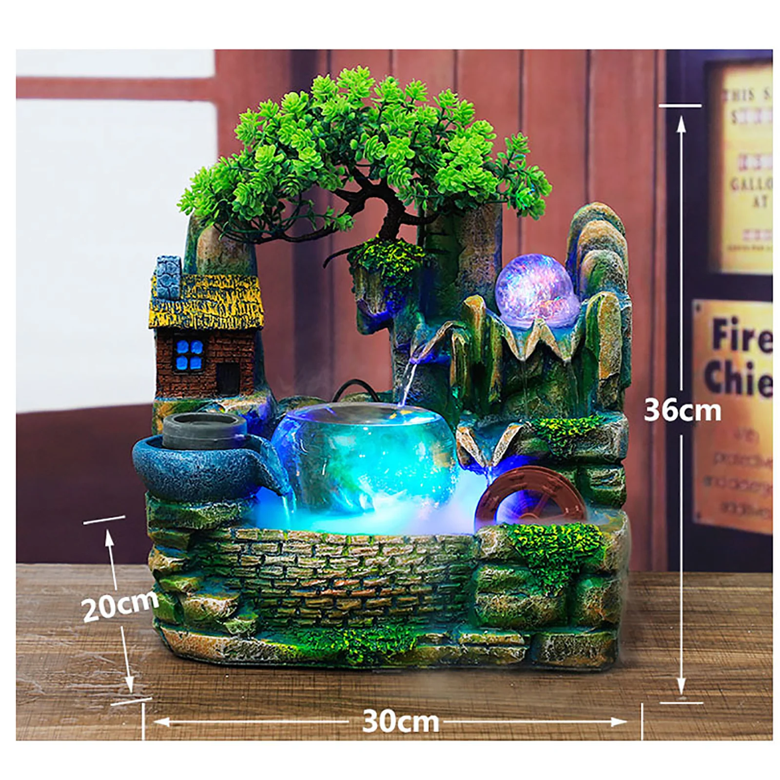 Wasserfall Brunnen LED Tisch Zimmer Brunnen Ornament mit Beleuchtung Desktop Home Interior Dekoration Harz Handwerk Neue Image