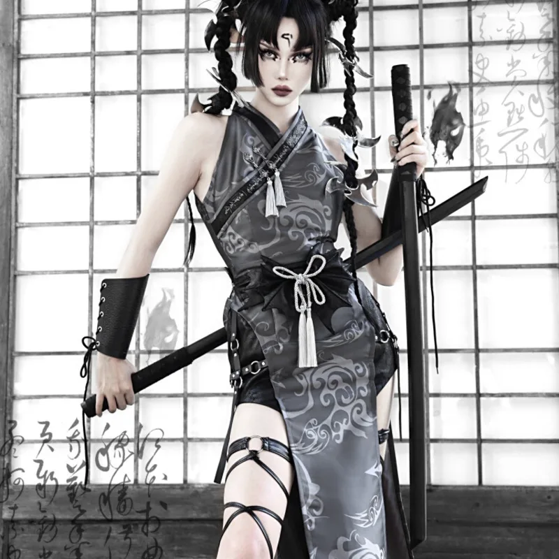Gothic Lolita Dark Steampunk Perlen Spitze Hanfu Lolita Cheongsam Damen Rock Victoria Meerjungfrau Fischschwanz Rüschenrock für Frauen