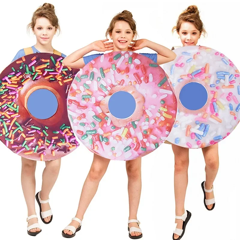 Digitaldruck Donut Kostüm Kinder männlich weiblich lustig Cosplay Halloween Cosplay Performance Kostüm Image