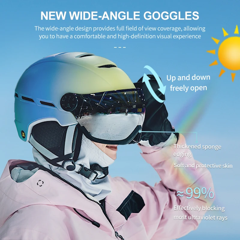 Horntour 2025 Neuer sicherer All-in-One-Warm-Skihelm, atmungsaktiv und bequem, Outdoor-Sport, Schnee, Motorrad, Ski, für Männer und Frauen Image