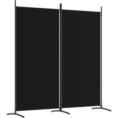 2-tlg. Paravent Schwarz 175x180 cm Stoff Vidaxl Image
