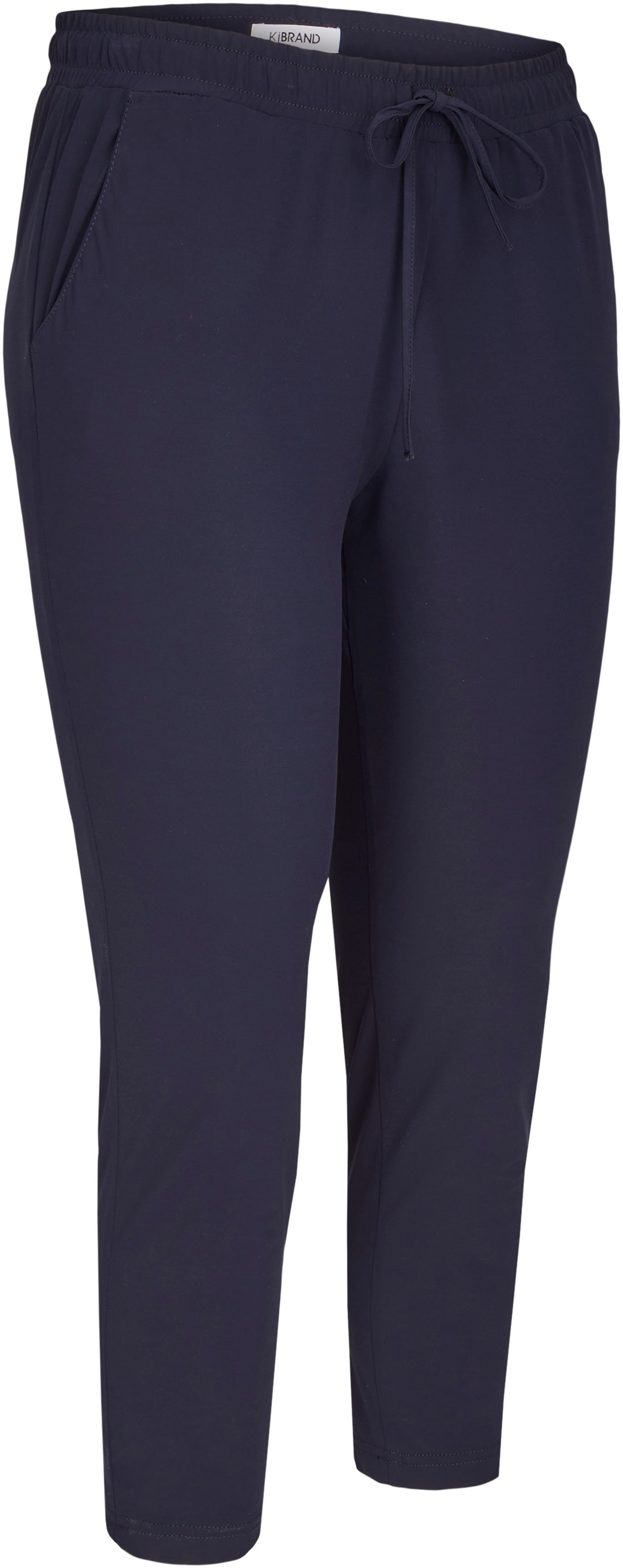 7/8-Hose KJBRAND "Susie XS", Damen, Gr. 44K22, K-Gr, blau (marine), Web, Obermaterial: 72% Polyamid, 28% Elasthan, unifarben, schmal 7/8-Länge, Hosen 7/8-Hose, in großen Größen, mit Bindeband