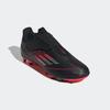 Fußballschuh ADIDAS PERFORMANCE "F50 CLUB HOOK-AND-LOOP KIDS FG/MG", Gr. 35, core schwarz, iron metallic, lucid rot, Synthetik, sportlich, Schuhe