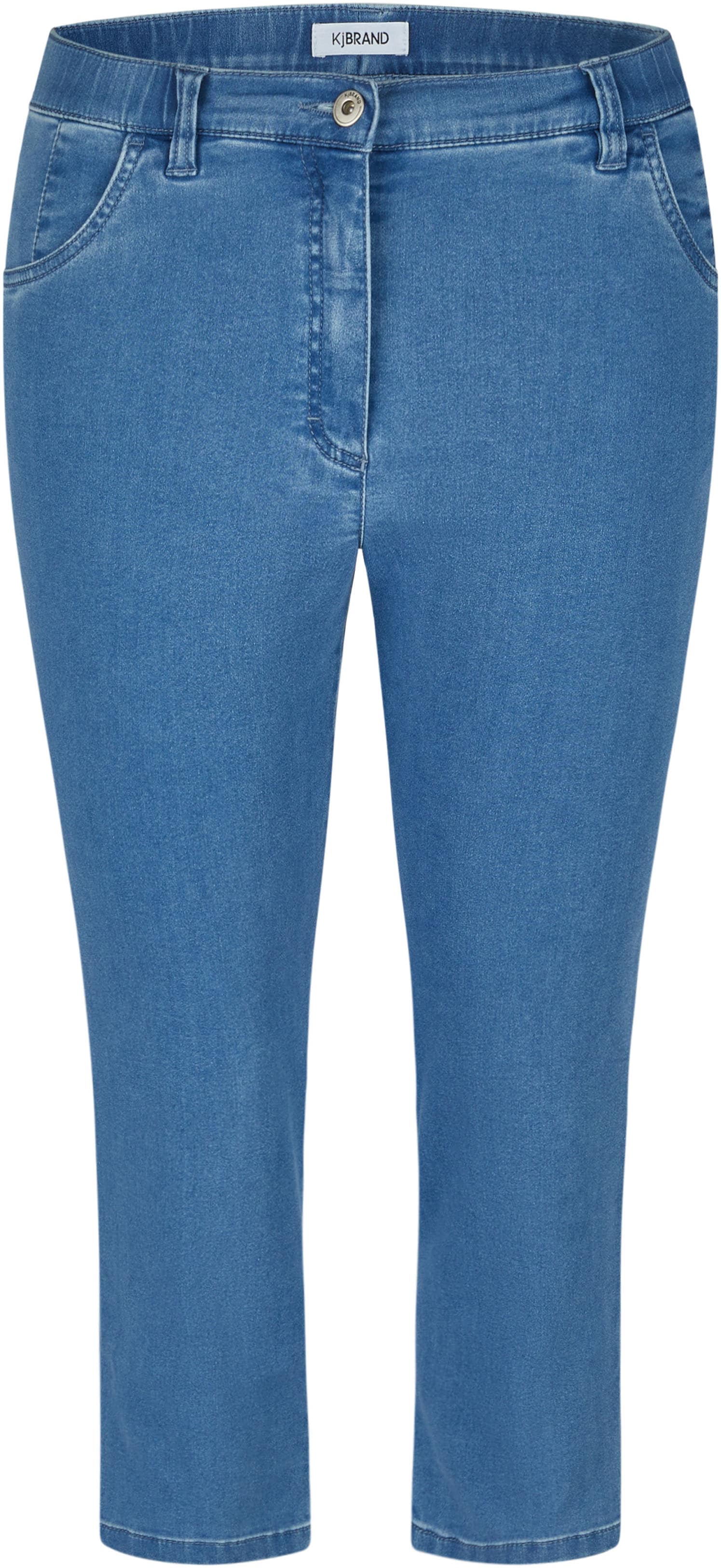 7/8-Hose KJBRAND "Betty", Damen, Gr. 44K22, K-Gr, blau (denim bleached), Denim/Jeans, Obermaterial: 71% Baumwolle, 25% Polyester, 4% Elasthan, regular fit 7/8-Länge, Hosen 7/8-Hose, in großen Größen