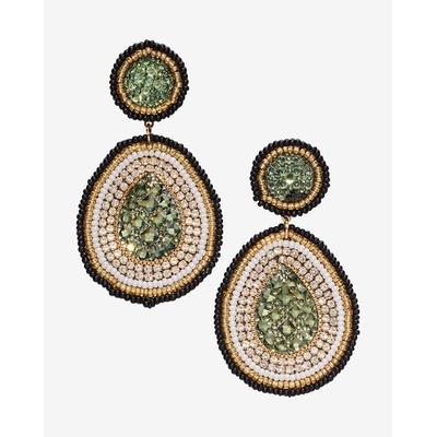 Boston Proper - Olive Green - Beaded Stone Tear Drop Earring