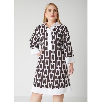 Plus Size Chain Link Print Shirtdress