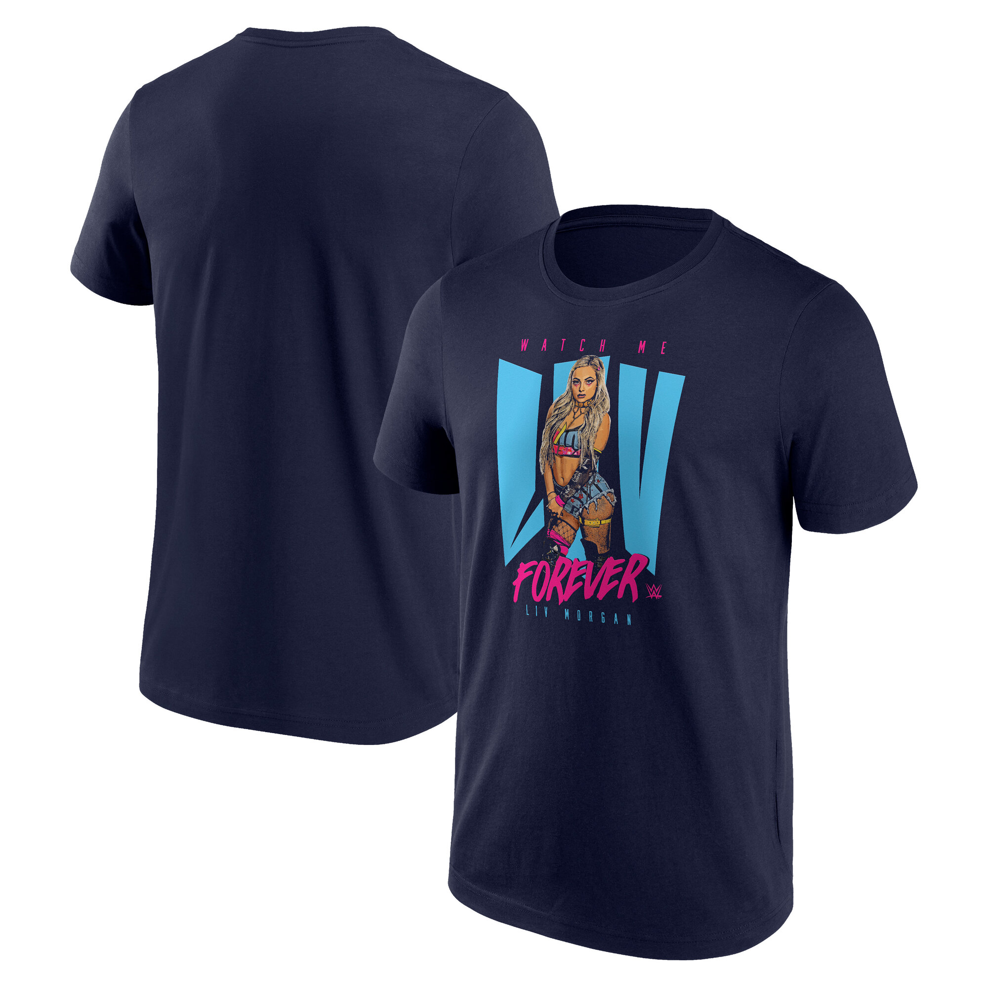 WWE Liv Morgan Watch Me Liv Forever T-Shirt - Marineblau - Herren Image