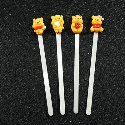 Anime Winnie Pooh Bookmark Kawaii Stainless Steel Cartoon Page Mark Reading Stationery Collect