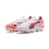 Fußballschuh PUMA "ULTRA 5 MATCH FG/AG Fußballschuhe Erwachsene", Gr. 46, weiß schwarz glowing rot, Obermaterial: Synthetik, Textil; Futter: Synthetik, Textil; Innensohle: Textil; Laufsohle: Synthetik, Schuhe