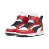 Sneaker PUMA "PUMA Rebound V6 Mid Sneakers Kinder", Kinder, Gr. 25, rot (weiß schwarz for all time rot), Obermaterial: Textil, Synthetik; Futter: Textil; Laufsohle: Gummi, Schuhe