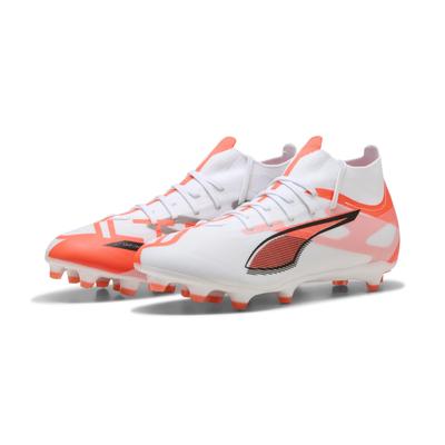 Fußballschuh PUMA "ULTRA 5 MATCH+ FG/AG Fußballschuhe Erwachsene", Gr. 44.5, weiß schwarz glowing rot, Obermaterial: Synthetik, Textil; Futter: Synthetik, Textil; Innensohle: Textil; Laufsohle: Synthetik, Schuhe Image