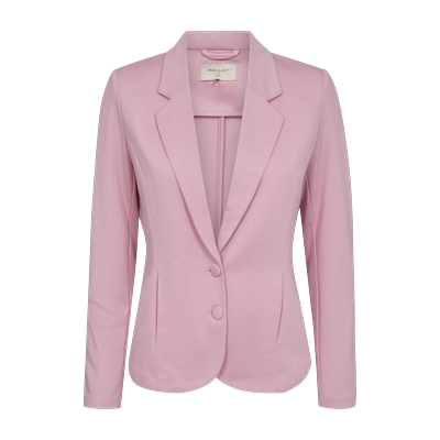 Kurzblazer FREEQUENT "FQNANNI", Damen, Gr. XL (42), lila sachet, Web, Obermaterial: 73% Polyester, 24% Viskose, 3% Elasthan, unifarben, casual, schmal taillenlang, tiefer V-Ausschnitt, Langarm runde 3-Knopf-Manschette mit Knöpfen, Blazer, mit... Image