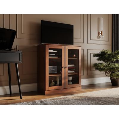Palace Imports 100% Solid Wood TV Stand with Clear Glass Doors for TVs up to 32"