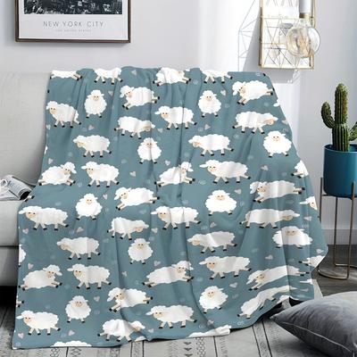 TEMU 1pc Adorable Flannel Fleece Blanket - Knitted Bedding For Sofa, , Air Conditioning, Nap, , - -allergy, -, Pattern, 200-250gsm Image