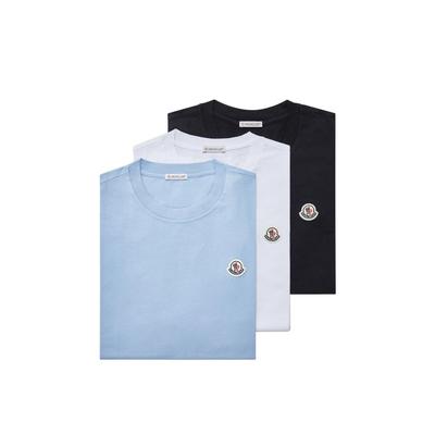 Logo Patch Cotton T-Shirt (Pack Of Three) - Blue - Moncler T-Shirts