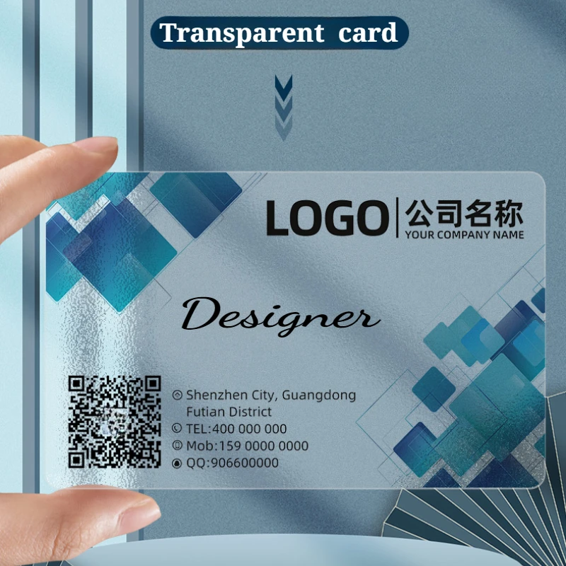 Personalisierte Visitenkarte, 200 Stück/Los, transparente PVC-Kunststoffkarte, wasserdicht, biegefrei, Designkarten Image