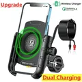 Supporto per telefono per moto Caricatore wireless Moto Specchio per moto Supporto per supporto mobile Supporto per manubrio per cellulare con ricarica rapida USB