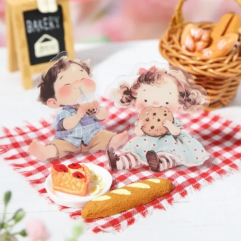 15 Blatt PET-Aufkleber, Hintergrund, Lesescharakter, Alien-Scrapbook-Zubehör, Kindheitsreihe, niedliche Dekoration, Schreiben, 126 x 85 mm Image