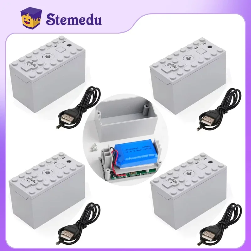 4PCS MOC Wiederaufladbare Lithium-Batterie Box Multi-funktion Power Up Auto Zug Motor Geschwindigkeit Einstellen Steuerung für bausteine 8878 Image