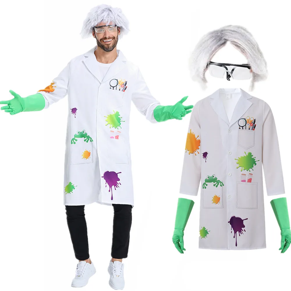 Unisex Erwachsene schwärmen verrückten Wissenschaftler Kostüm für Männer Frauen einfalls reiche Klassen zimmer Aktivitäten Outfits Cosplay Halloween-Party Image