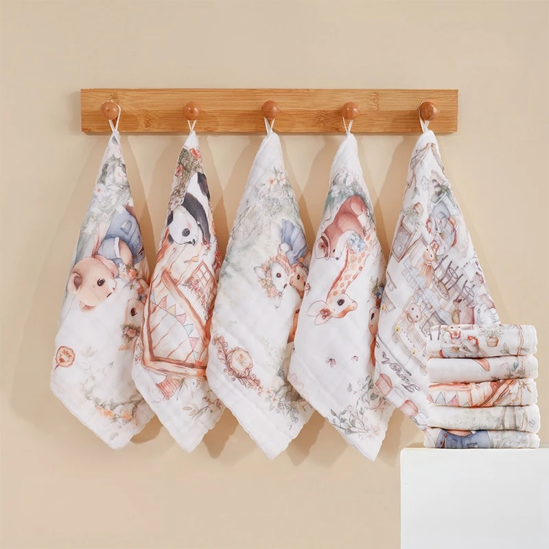 5PCS Baby Quadrat Taschentuch FaceTowel Waschlappen Gaze Handtuch Spucktücher Baby Waschlappen Baumwolle Spucktuch Weichen, Saugfähigen Gaze