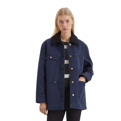 Outdoorjacke MARC O'POLO "mit abnehmbarem Kragen", Damen, Gr. 36, cloudless night, Obermaterial: 100% Baumwolle, unifarben, casual, relaxed fit, Langarm Manschette, Jacken Image