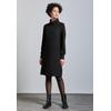 Sweatkleid STREET ONE, Damen, Gr. 46, EURO-Größen, schwarz, Stoff, 82% Polyester, 16% Viskose, 2% Elasthan, unifarben, casual, gerade knielang, hoch geschlossener Ausschnitt, Langarm Bündchen, Kleider, soft und trageangenehm
