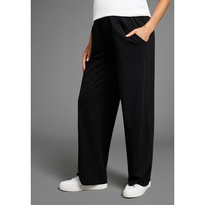 Umstandshose NEUN MONATE "Weiche Jersey-Hose", Damen, Gr. 40/42, N-Gr, schwarz, Jersey, Obermaterial: 95% Baumwolle, 5% Elasthan, unifarben, Basic, bequem lang, Hosen, Jersey-Hose für Schwangerschaft und Stillzeit Image