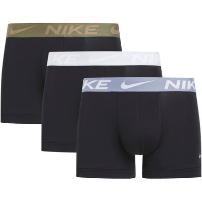 Trunk NIKE UNDERWEAR "TRUNK 3PK", Herren, Gr. S (46), blk, pr plat, ashn slte, med olive, Jersey, Obermaterial: 92% Polyamid, 8% Elasthan, unifarben, kontrastfarbene Details, körpernah, Unterhosen, mit NIKE Logo-Elastikbund Image