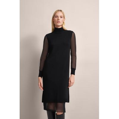 Strickkleid BUGATTI, Damen, Gr. M, Normalgrößen, schwarz, 45% Viskose, 25% Polyamid, 25% Wolle, 5% Kaschmir, unifarben, normal, Langarm, Kleider, im Layering-Look Image