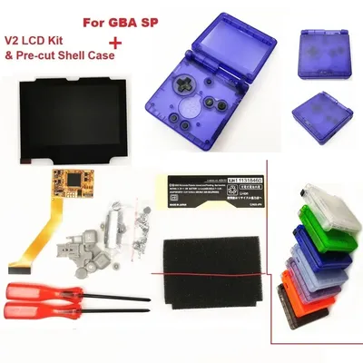 V2 IPS Screen LCD Kits for GBA SP Backlight LCD Screen 5 Levels Brightness V2 Screen For GBA SP