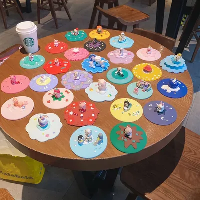 Cartoon Food-grade Silicone Cup Cover Colorful Drinking Cup Cover Cute Dustproof Universal Cup Cover