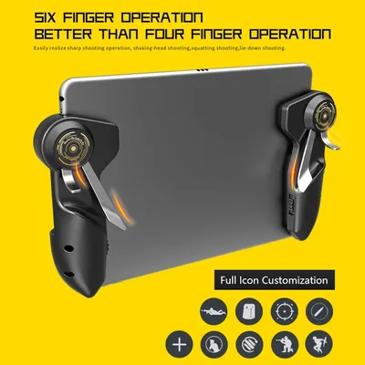 AKpad6K 2pcs 6 Fingers Tablet Gaming Button Triggers Gamepad for PUBG Joystick