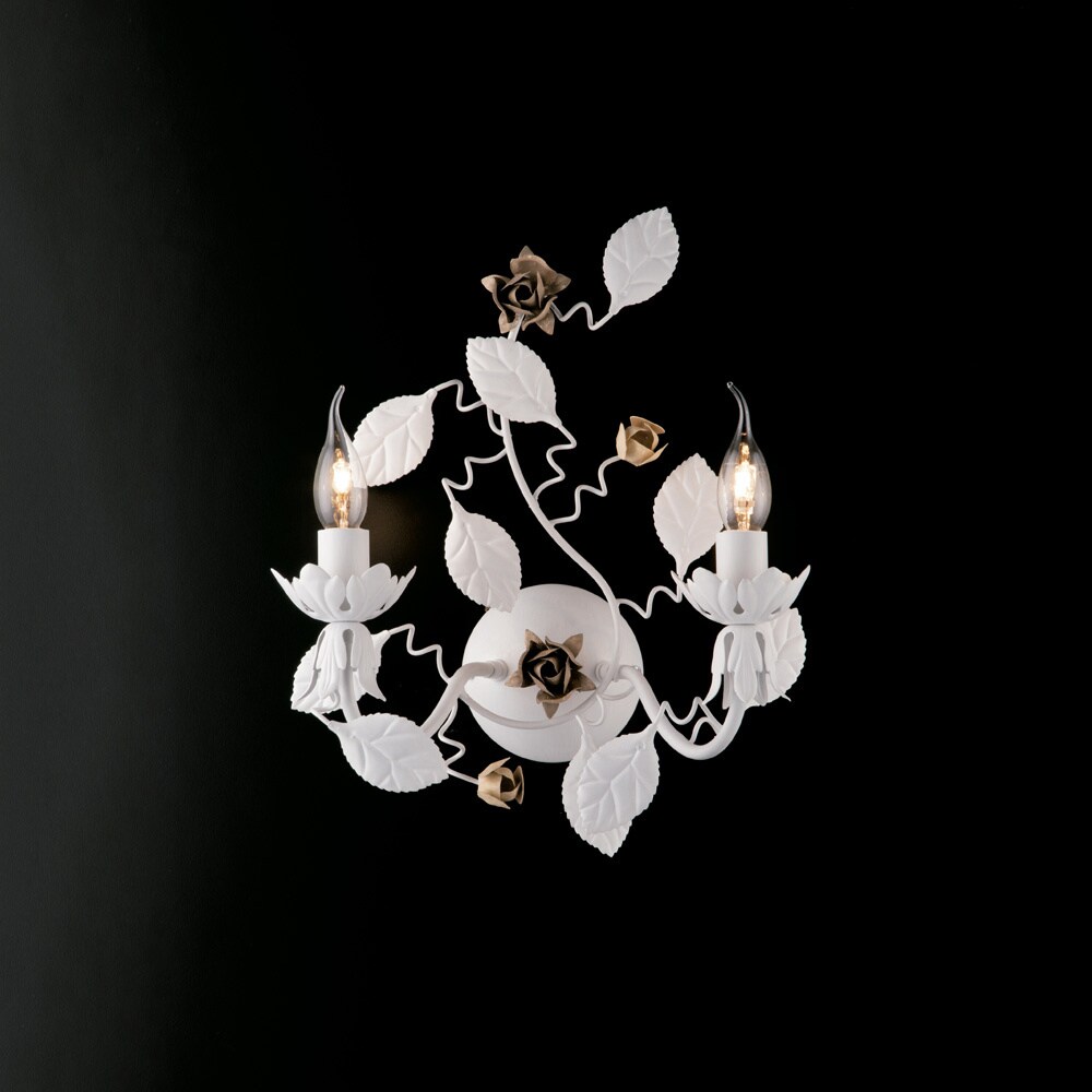 Bonetti Illumina - Bella - Shabby Wandleuchte aus weiß lackiertem Eisen, 2 Lichter .37 - P.21 - BL196-AP2-BCO Image