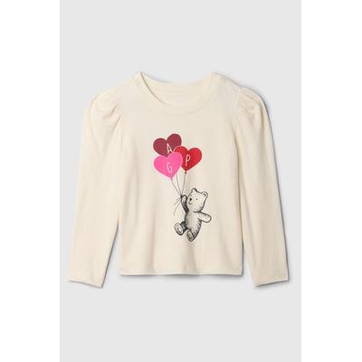 Gap Girls Cream Logo Puff Long Sleeve T-Shirt (6mths-5yrs) - Cream Logo