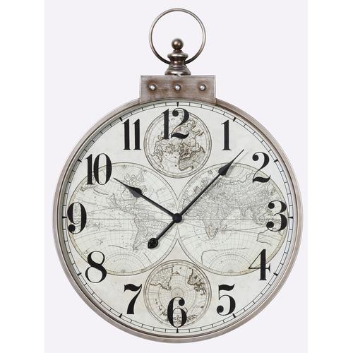 Wanduhr HEINE HOME, silber (antiksilberfarben), Wanduhren, B/H/T: 60cm x 80,5cm x 6,5cm, B:60cm H:80,5cm T:6,5cm