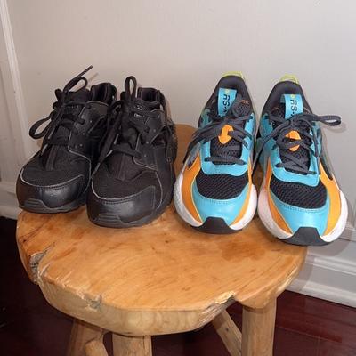Nike Shoes | 2 Pairs Of Boys Black Nike Huarache And Puma Multicolor Sneakers Size 3 | Color: Black | Size: 3b