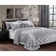 Householdfurnishing 3 Piece Crushed Velvet Bedspread/Comforter with pillow Shams (Santiago/Silver, Double)