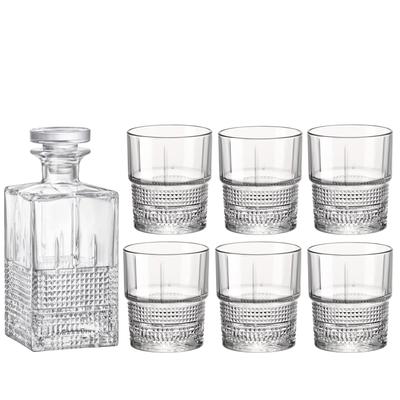 Bormioli Rocco Bartender 7 Piece Novecento Whiskey Set (1 Decanter & 6 DOF Glasses) - 7 Piece Set