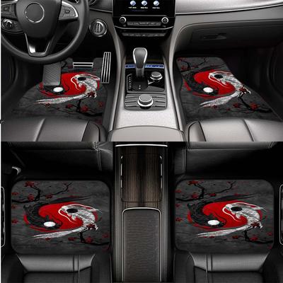 TEMU 1pc/2pcs/4pcs Universal Car Floor Mats Taiji Fish Print Car Floor Mats, Anti-slip And , All Car Carpets Are Easy To Clean And Wear-resistant, Car Accessories Image